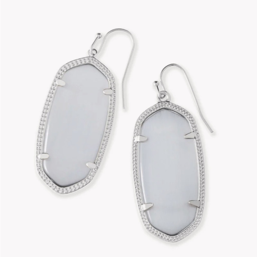 Kendra Scott Elle Silver Drop Earrings in Slate Cats Eye